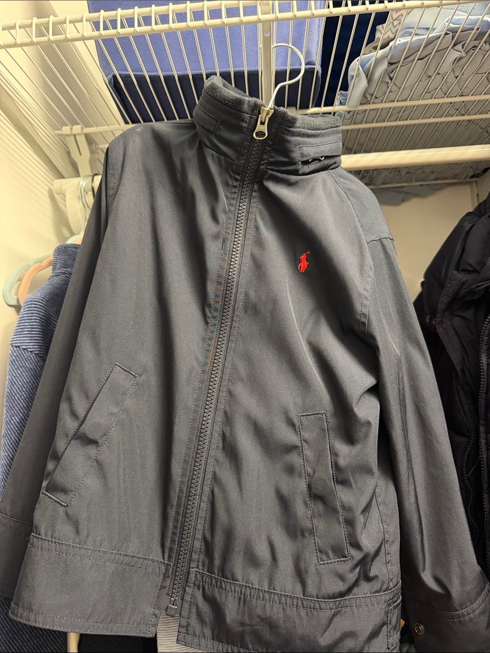 Ralph Lauren Dark Gray Zip-Up Jacket with Red Pony